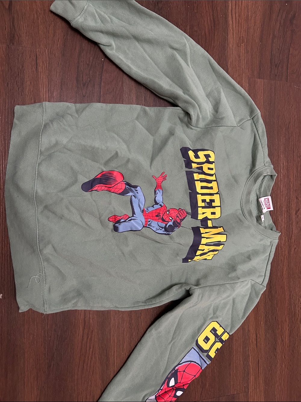 Marvel Olive Green Crewneck Sweatshirt with Red Tag